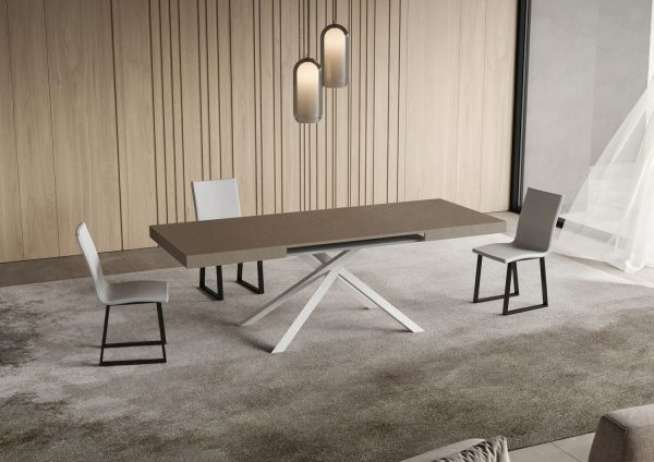 Tavolo allungabile 90x140/400 cm Niket tortora gambe bianche - immagine 3