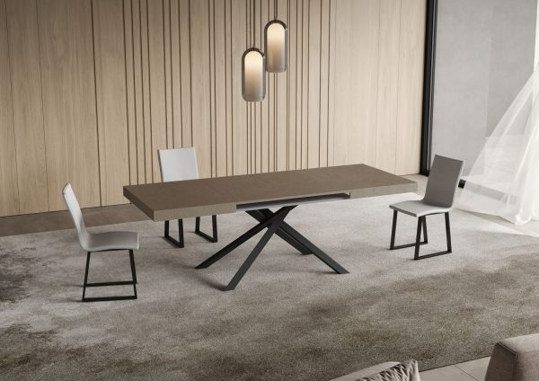 Tavolo allungabile 80x120/204 cm Niket tortora gambe antracite - immagine 3