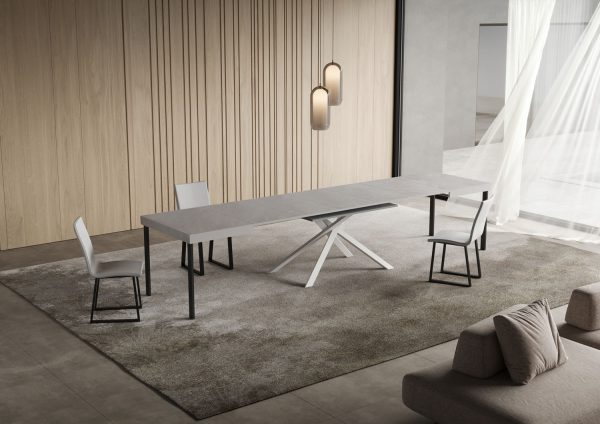Tavolo allungabile 90x120/380 cm Niket cashmere gambe bianche - immagine 3