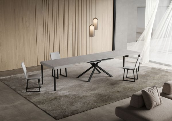 Tavolo allungabile 90x120/380 cm Niket cashmere gambe antracite - immagine 4