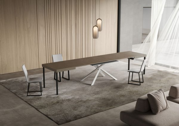 Tavolo allungabile 90x140/400 cm Niket tortora gambe bianche - immagine 4