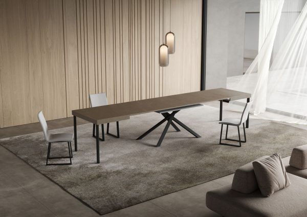 Tavolo allungabile 90x140/400 cm Niket tortora gambe antracite - immagine 4