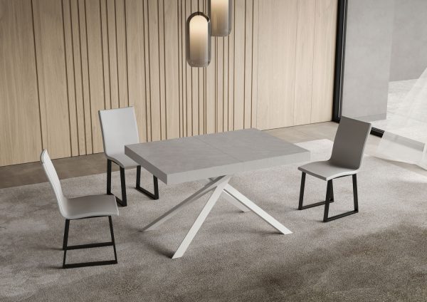 Tavolo allungabile 90x120/380 cm Niket cashmere gambe bianche - immagine 2