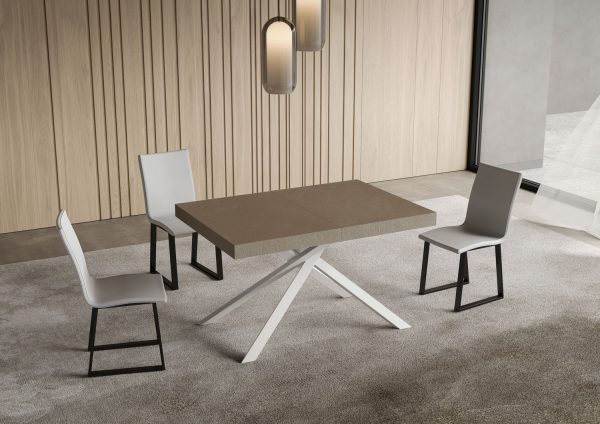 Tavolo allungabile 90x140/400 cm Niket tortora gambe bianche - immagine 2