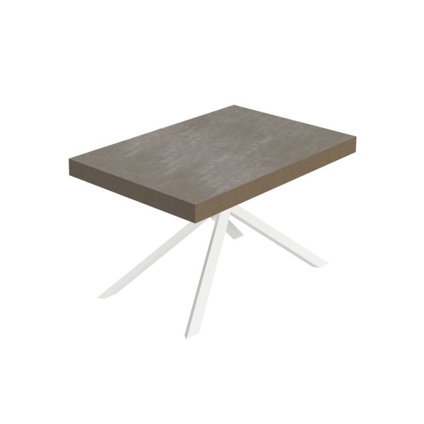 Tavolo allungabile 90x140/400 cm Niket tortora gambe bianche