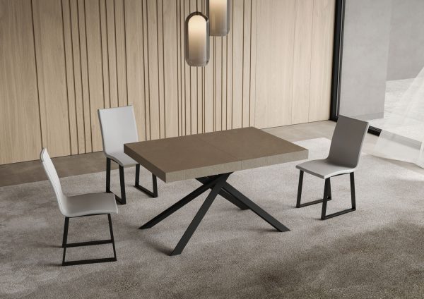 Tavolo allungabile 80x120/204 cm Niket tortora gambe antracite - immagine 2