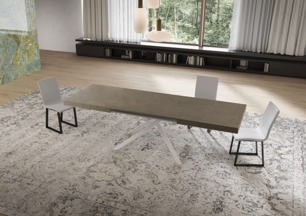 Tavolo allungabile 90x160/420 cm Niket tortora gambe bianche - immagine 3