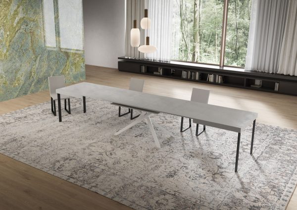 Tavolo allungabile 90x160/420 cm Niket cashmere gambe bianche - immagine 4