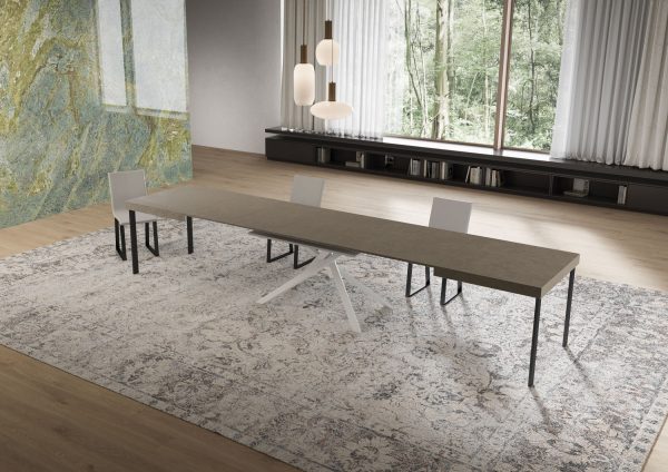 Tavolo allungabile 90x160/420 cm Niket tortora gambe bianche - immagine 4
