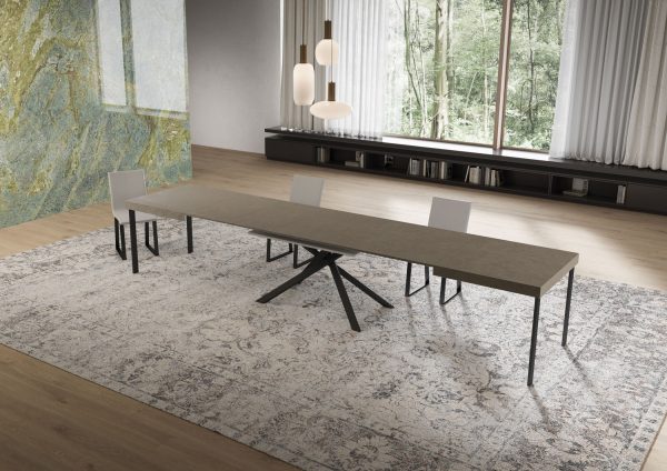 Tavolo allungabile 90x160/420 cm Niket tortora gambe antracite - immagine 4