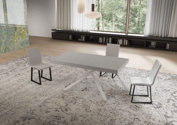 Tavolo allungabile 90x160/420 cm Niket cashmere gambe bianche - immagine 2