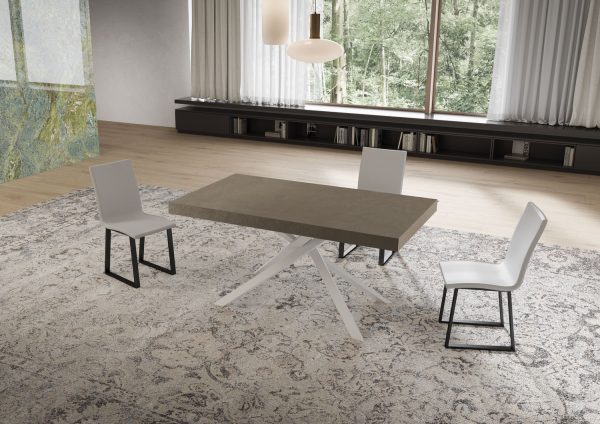 Tavolo allungabile 90x160/420 cm Niket tortora gambe bianche - immagine 2