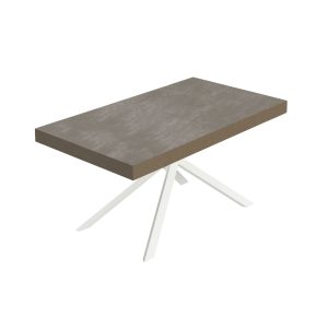 Tavolo allungabile 90x160/420 cm Niket tortora gambe bianche