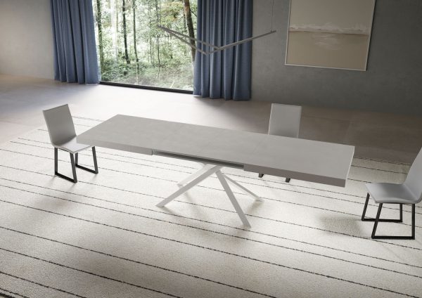 Tavolo allungabile 90x180/440 cm Niket cashmere gambe bianche - immagine 3