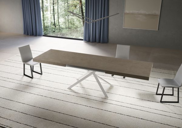Tavolo allungabile 90x180/284 cm Niket tortora gambe bianche - immagine 3