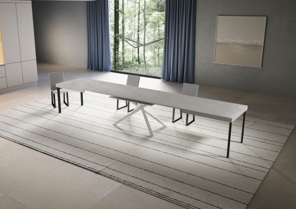 Tavolo allungabile 90x180/440 cm Niket cashmere gambe bianche - immagine 4