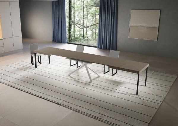 Tavolo allungabile 90x180/440 cm Niket tortora gambe bianche - immagine 4