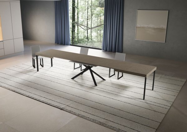 Tavolo allungabile 90x180/440 cm Niket tortora gambe antracite - immagine 4