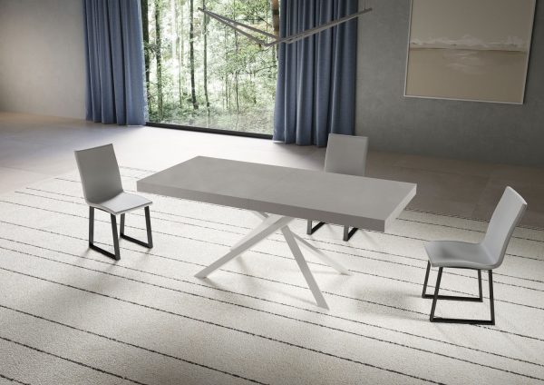 Tavolo allungabile 90x180/440 cm Niket cashmere gambe bianche - immagine 2