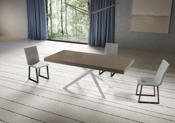 Tavolo allungabile 90x180/284 cm Niket tortora gambe bianche - immagine 2