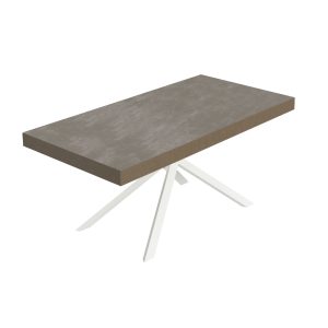 Tavolo allungabile 90x180/440 cm Niket tortora gambe bianche