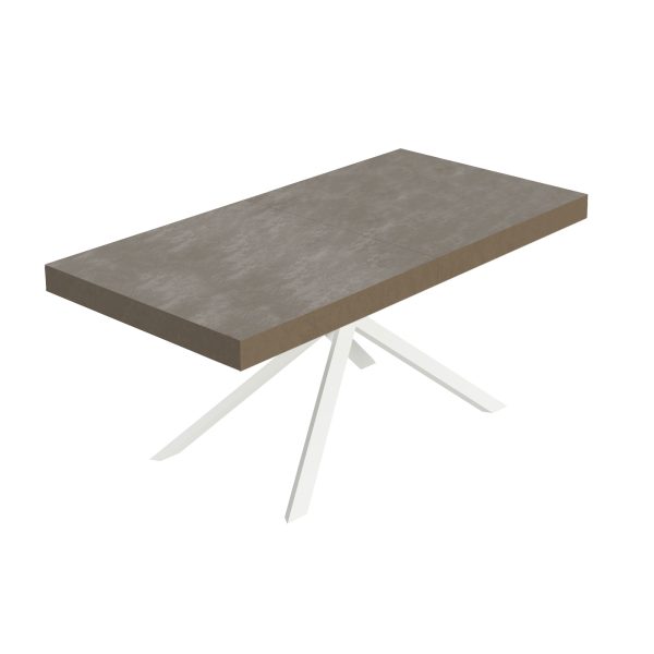 Tavolo allungabile 90x180/284 cm Niket tortora gambe bianche