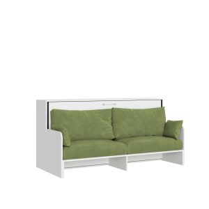 Letto singolo a scomparsa Kando con divano bianco frassino, verde