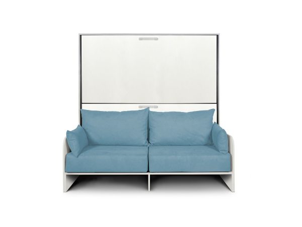 Letto doppio a scomparsa Kando con divano bianco frassino, azzurro - immagine 7
