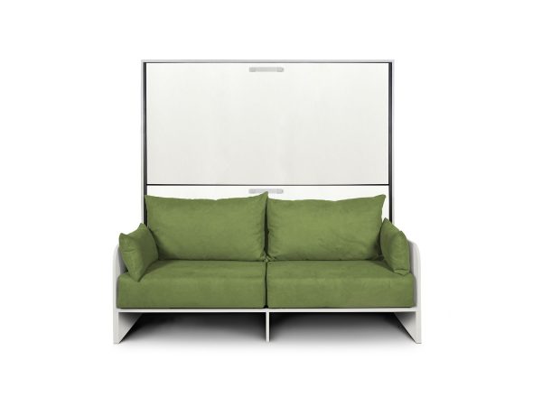 Letto doppio a scomparsa Kando con divano bianco frassino, verde - immagine 7