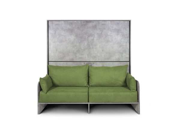 Letto doppio a scomparsa Kando con divano con materassi cemento, verde - immagine 7