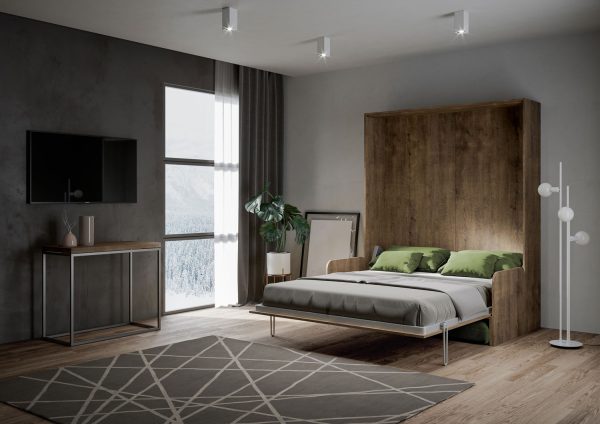 Letto matrimoniale a scomparsa 160 Kentaro con divano noce, verde - immagine 5
