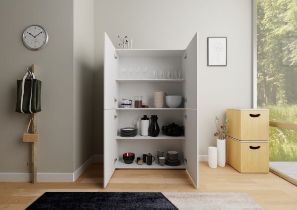 Credenza alta 4 ante 100x35x165 cm Elios bianco lucido - immagine 3