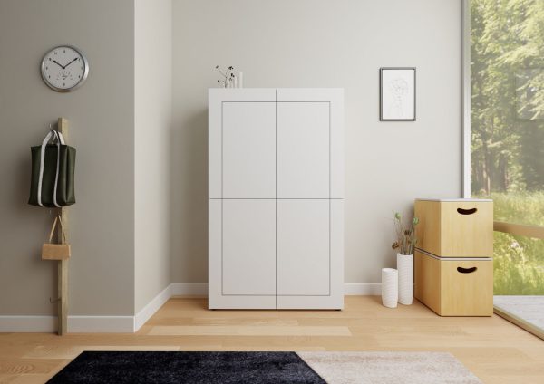 Credenza alta 4 ante 100x35x165 cm Elios bianco lucido - immagine 2
