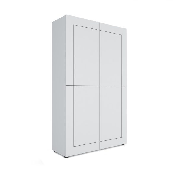 Credenza alta 4 ante 100x35x165 cm Elios bianco lucido