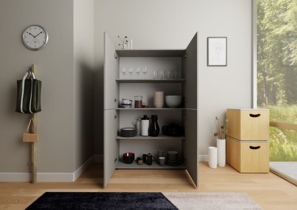Credenza alta 4 ante 100x35x165 cm Elios cashmere - immagine 3