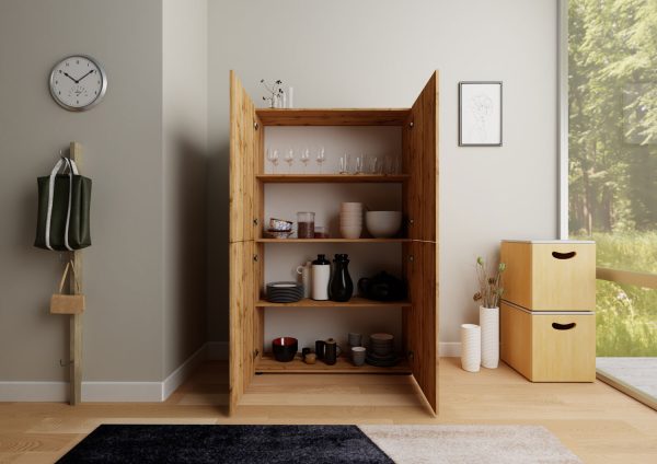 Credenza alta 4 ante 100x35x165 cm Elios quercia natura - immagine 3