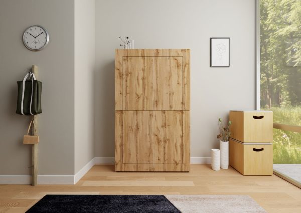 Credenza alta 4 ante 100x35x165 cm Elios quercia natura - immagine 2