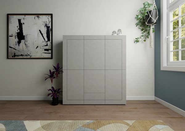 Credenza alta 5 ante/3 cassetti 150x35x165 cm Elios cashmere - immagine 2