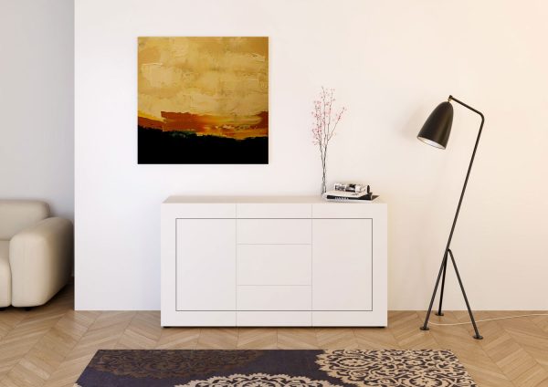 Madia 2 ante/3 cassetti 150x40x83,5 cm Elios bianco lucido - immagine 2
