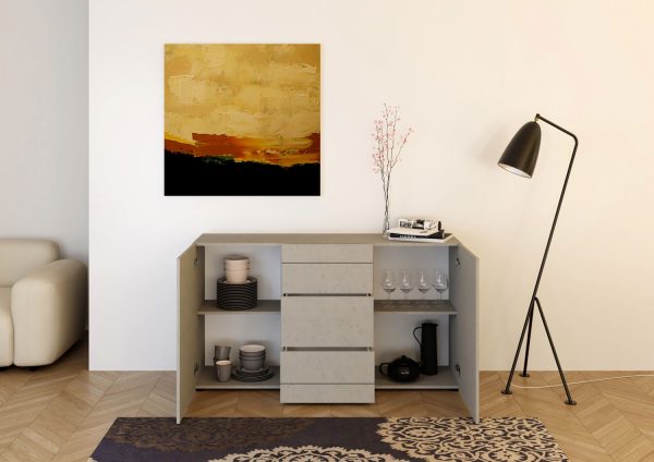 Madia 2 ante/3 cassetti 150x40x83,5 cm Elios cashmere - immagine 3
