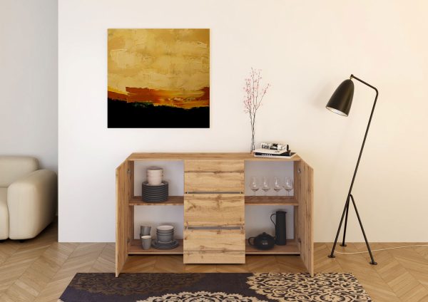 Madia 2 ante/3 cassetti 150x40x83,5 cm Elios quercia natura - immagine 3
