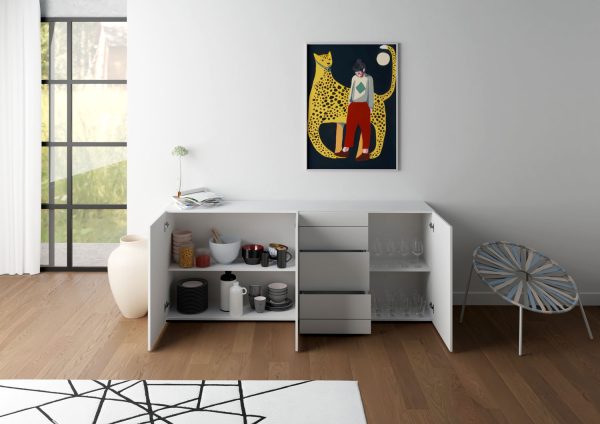 Madia 3 ante/3 cassetti 200x40x83,5 cm Elios bianco lucido - immagine 3