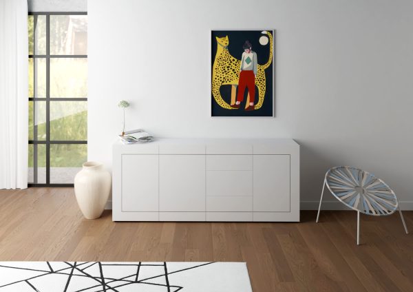 Madia 3 ante/3 cassetti 200x40x83,5 cm Elios bianco lucido - immagine 2