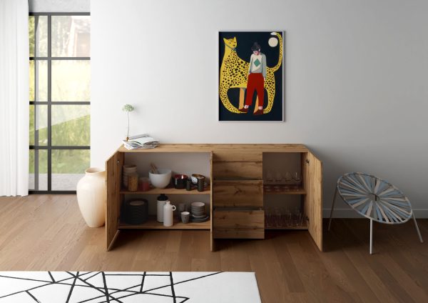 Madia 3 ante/3 cassetti 200x40x83,5 cm Elios quercia natura - immagine 3