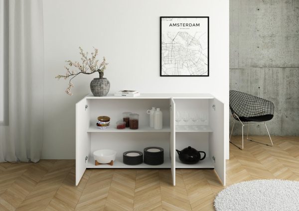 Madia 3 ante 150x40x83,5 cm Elios bianco lucido - immagine 3