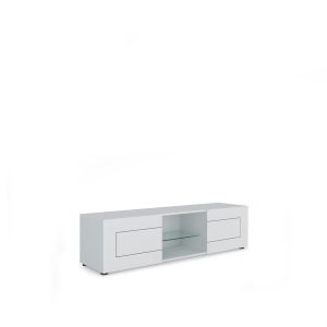 Porta TV 2 ante con vano a giorno 150x40x40 cm Elios bianco lucido