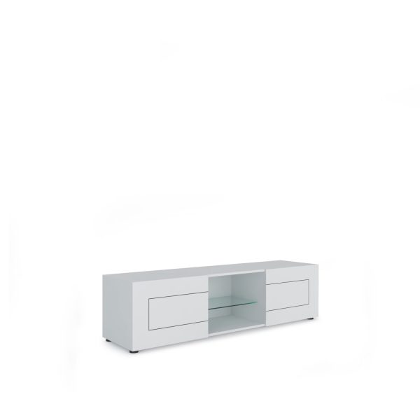 Porta TV 2 ante con vano a giorno 150x40x40 cm Elios bianco lucido