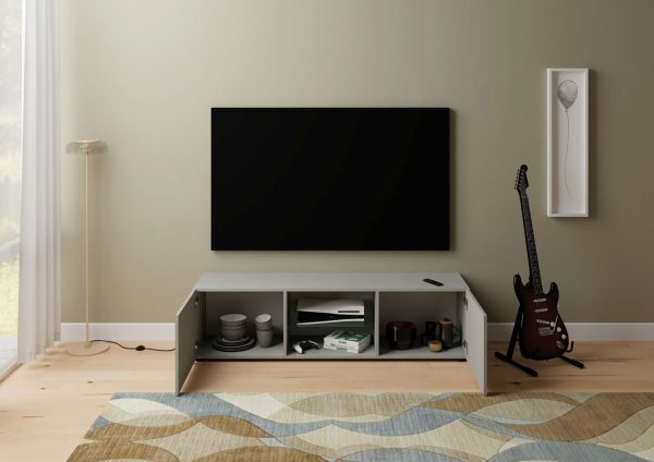 Porta TV 2 ante con vano a giorno 150x40x40 cm Elios cashmere - immagine 3