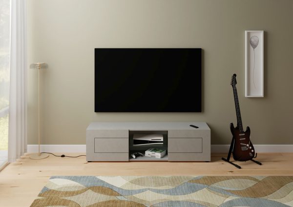 Porta TV 2 ante con vano a giorno 150x40x40 cm Elios cashmere - immagine 2